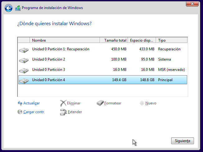 Particions Windows 10 (CC0)