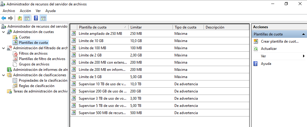 Administrador de recursos del servidor de archivos