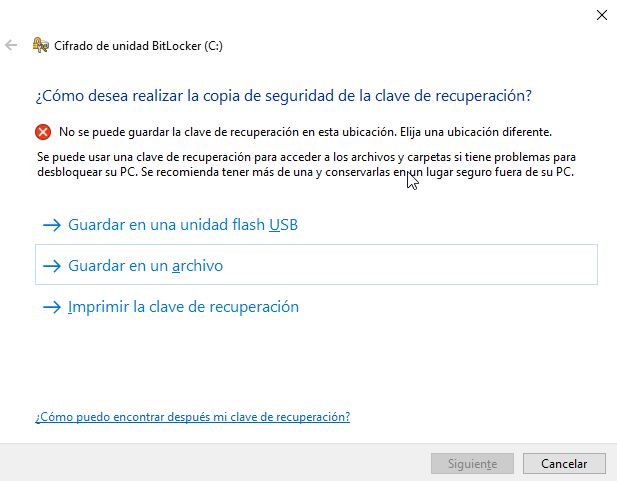 Backup clave Bitlocker